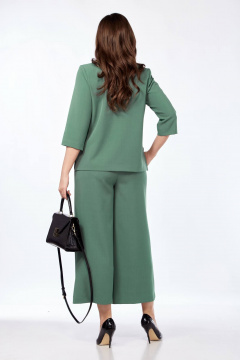 Комплект женский из брюк и блузона с V-вырезом и кокеткой Taita plus 2434/1 мята - фото 4