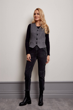 Серый женский жилет на подкладке с рельефами и карманами Azzara 1030С - фото 5