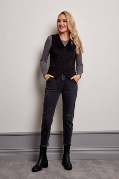 Черный жилет на подкладке с рельефами и карманами-обманками Azzara 1030Ч - фото 5