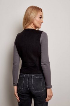 Черный жилет на подкладке с рельефами и карманами-обманками Azzara 1030Ч - фото 3