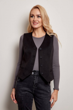 Черный жилет на подкладке с рельефами и карманами-обманками Azzara 1030Ч - фото 2