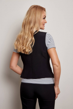 Черный жилет на подкладке из костюмной ткани с рельефами Azzara 1032Ч - фото 5