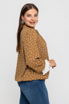 Демисезонная женская блузка в горошек из вискозы Avila 0984 светло-коричневый - фото 5