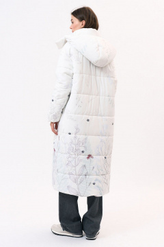 Кремовое пальто из плащёвой ткани для повседневной носки Art Ribbon M1081K - фото 5