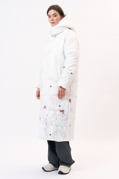 Кремовое пальто из плащёвой ткани для повседневной носки Art Ribbon M1081K - фото 4