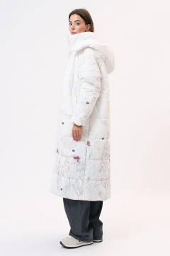 Кремовое пальто из плащёвой ткани для повседневной носки Art Ribbon M1081K - фото 3