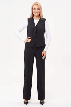 Деловой брюко-жилетный костюм из текстиля с стрелками IVARI 20809 черный - фото 2