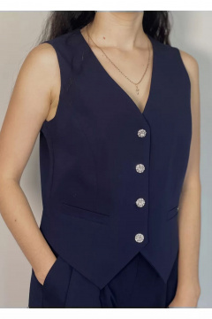 Жилет женский короткий классический для офисного и повседневного стиля Tammi 1Ш95-24/1 синий - фото 3