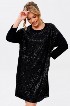 Нарядное платье с пайетками и сеткой на длинный рукав Faufilure C1697 - фото 1