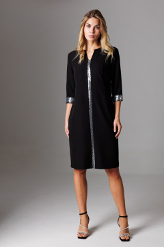 Черное платье полуприлегающего силуэта из текстиля Ларс Стиль 1026 - фото 5