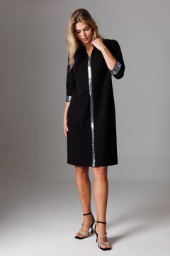 Черное платье полуприлегающего силуэта из текстиля Ларс Стиль 1026 - фото 3