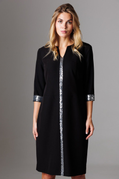 Черное платье полуприлегающего силуэта из текстиля Ларс Стиль 1026 - фото 1