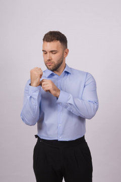 Гладкая рубашка с классическим воротником и длинным рукавом Nadex 01-088511/204-24 голубой - фото 5