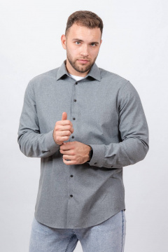 Гладкая рубашка в стиле На каждый день с пуговицами Nadex 01-088812/203-24 серый - фото 4