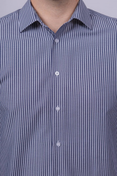 Гладкая рубашка в стиле На каждый день с карманом Nadex 01-088812/303-24 сине-белый - фото 5