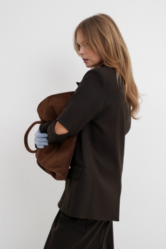 Деловой комплект из жакета и брюк с складками PiRS 5521 темно-коричневый - фото 3