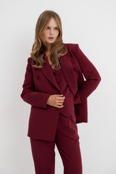 Тройка из текстильного жакета, жилета и брюк для делового образа PiRS 5748 марсала - фото 2