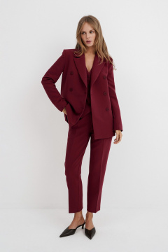 Тройка из текстильного жакета, жилета и брюк для делового образа PiRS 5748 марсала - фото 1