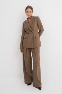 Костюм-тройка жакет жилет и широкие брюки из текстиля PiRS 5761 бежевый - фото 3