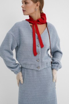 Демисезонный костюм двоий из трикотажа: бомбер и юбка PiRS 5772 голубой - фото 5