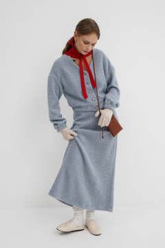 Демисезонный костюм двоий из трикотажа: бомбер и юбка PiRS 5772 голубой - фото 3