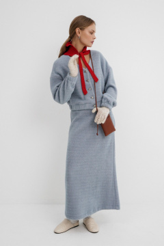 Демисезонный костюм двоий из трикотажа: бомбер и юбка PiRS 5772 голубой - фото 1