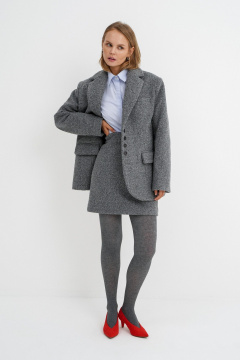 Жакет прямого силуэта из пальтовой ткани для демисезона PiRS 5788 серый - фото 3