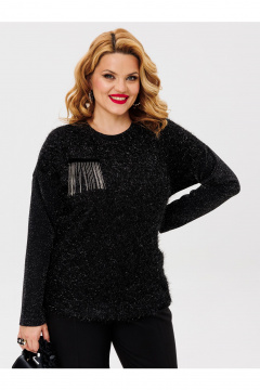Черная блуза с эффектом травки и люрексом BRELA 2326.5 черный - фото 1