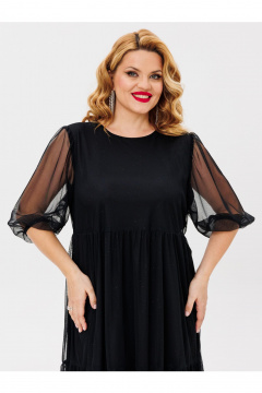 Черное платье из сетки с воланами и блестками BRELA 212480.5 черный - фото 5