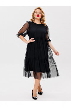 Черное платье из сетки с воланами и блестками BRELA 212480.5 черный - фото 3