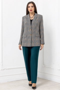 Мультиколор пиджак полуприлегающего силуэта из текстиля Gold Style 2616 изумрудный - фото 4