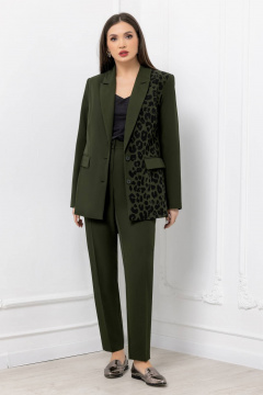 Пиджак прямого силуэта с отрезными бочками и легким приталиванием Gold Style 2675 хаки - фото 1