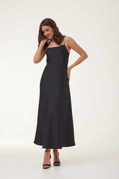Платье из сатина миди с нерегулируемыми бретелями T.N.D М230 черный - фото 5