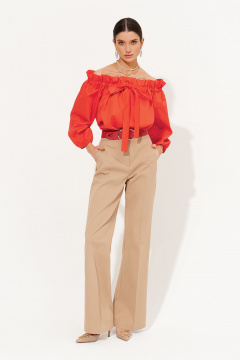 Красная блузка из текстиля для праздничных и ежедневных случаев Noche mio 6.967 RUFI - фото 1