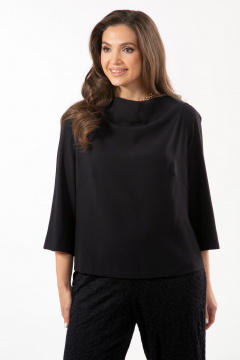 Блуза с потайной молнией и драпировкой для повседневного стиля Golden Valley 2117-1 черный - фото 1