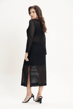 Демисезонное платье из трикотажной сетки со разрезом Fantazia Mod 4926 черный - фото 4