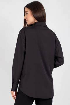 Черная oversize блузка с цветками и застежкой VIZAVI 810 черный - фото 5