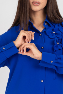 Синяя oversize блузка с пуговицами и воротником VIZAVI 810 васильковый - фото 3