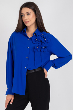 Синяя oversize блузка с пуговицами и воротником VIZAVI 810 васильковый - фото 2