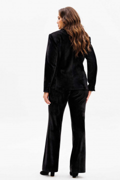 Черный жакет и брюки из бархата с карманами Mislana 1169 черный/бархат - фото 4