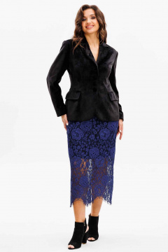 Элегантная синяя юбка зауженная из кружева на подкладке Mislana 1163юб синий/кружева - фото 4