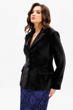 Классический приталенный черный жакет на подкладке Mislana 1170ж черный/бархат - фото 4