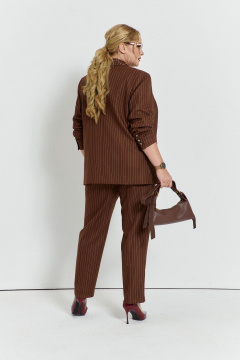 Жакет классический двубортный с карманами и вытачками TEZA 5713 полоска_коричневый - фото 5