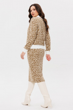 Трикотажный костюм с юбкой и джемпером, бежевый, демисезон Fantazia Mod 4612 беж - фото 3