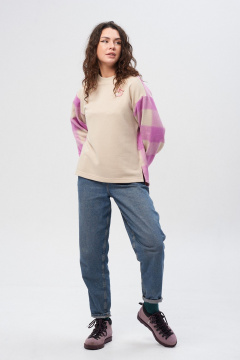 Джемпер и юбка из трикотажа и экокожи с вышивкой и карманами HIT 2014/1 бежевый - фото 3