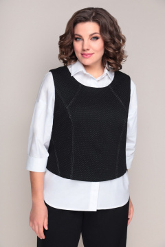 Жилет приталенный из вискозы с люрексом VOLNA 1225 черный - фото 1