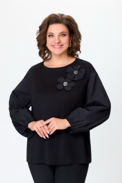 Блуза из трикотажа на каждый день, длиной 63 см DaLi 4608 черный - фото 2