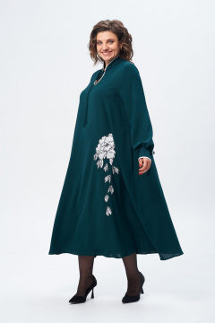 Платье свободное макси из легкого текстаиля Michel chic 2170 изумрудный - фото 3