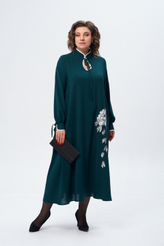 Платье свободное макси из легкого текстаиля Michel chic 2170 изумрудный - фото 2