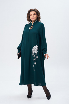 Платье свободное макси из легкого текстаиля Michel chic 2170 изумрудный - фото 1